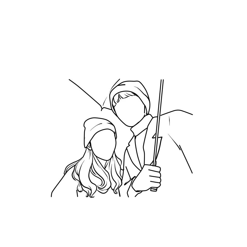 Line sketch portrait (faceless)
