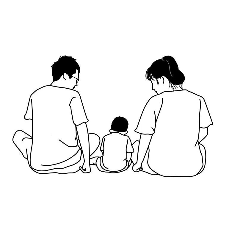 Line sketch portrait (faceless)