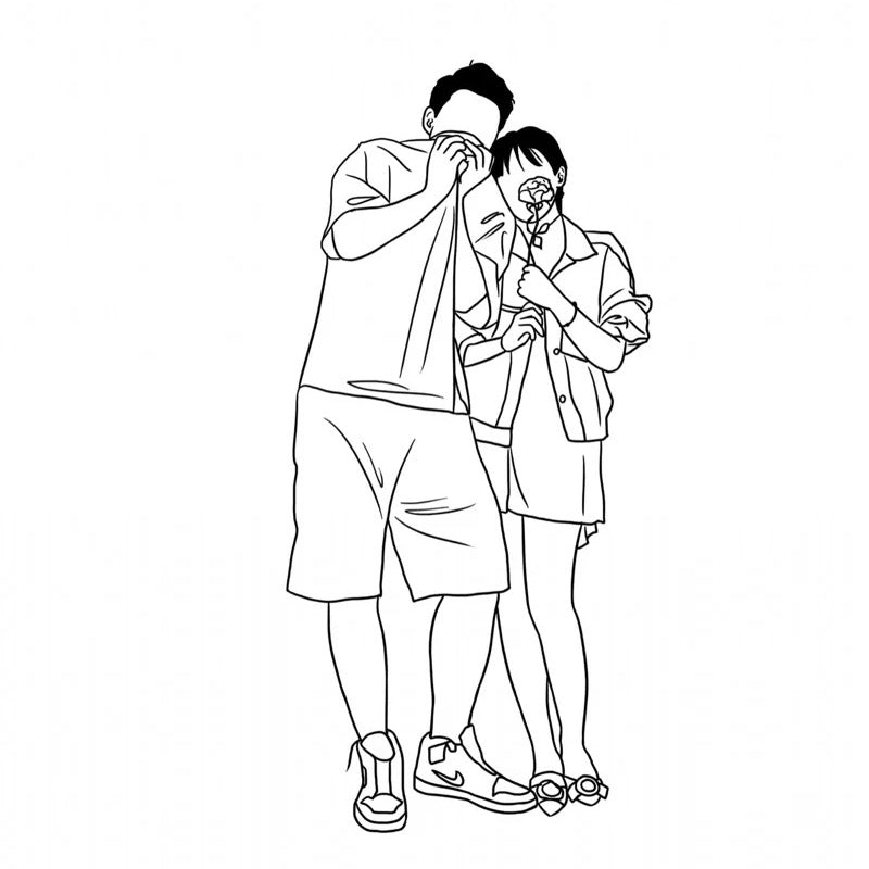 Line sketch portrait (faceless)