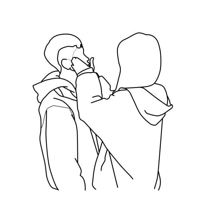 Line sketch portrait (faceless)