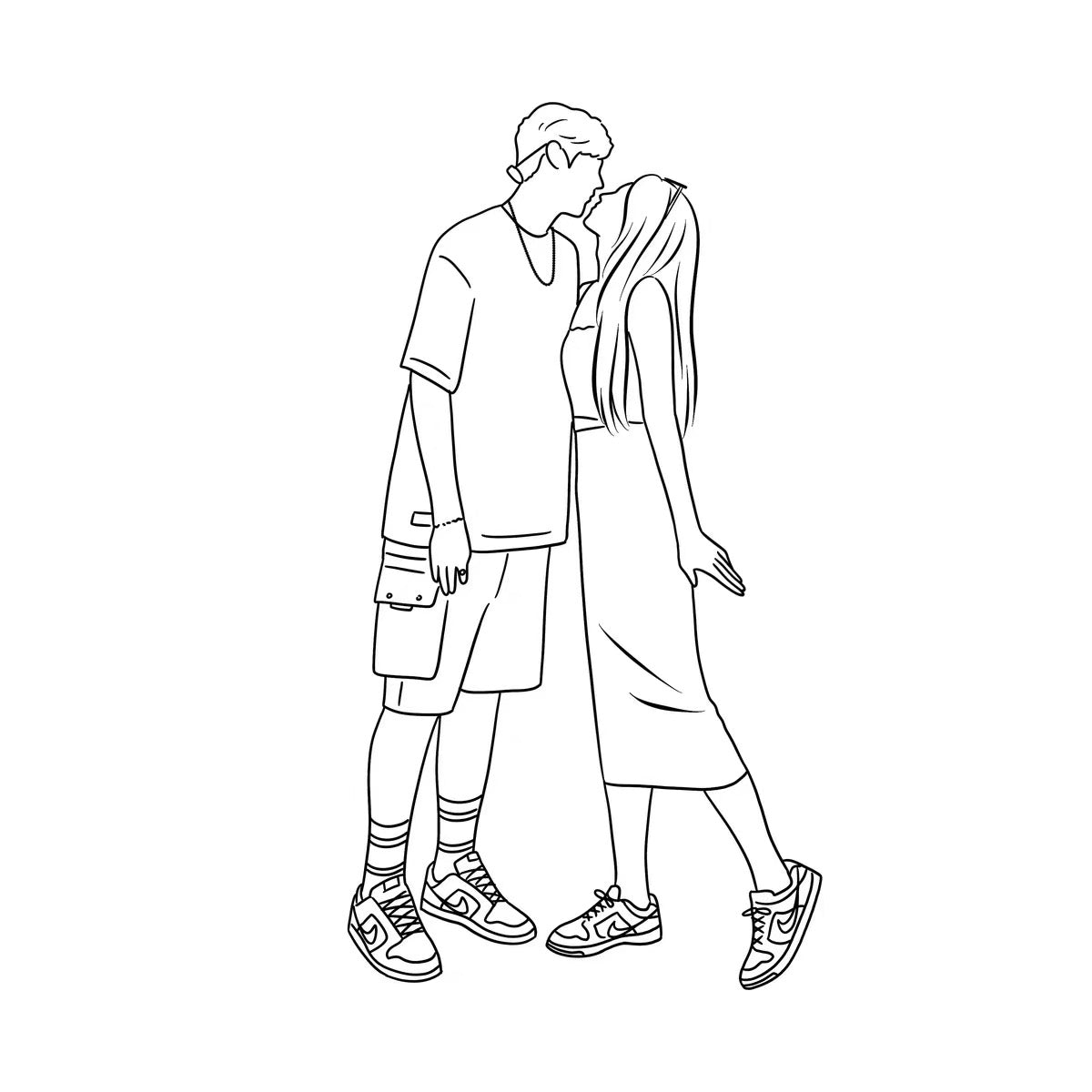 Line sketch portrait (faceless)
