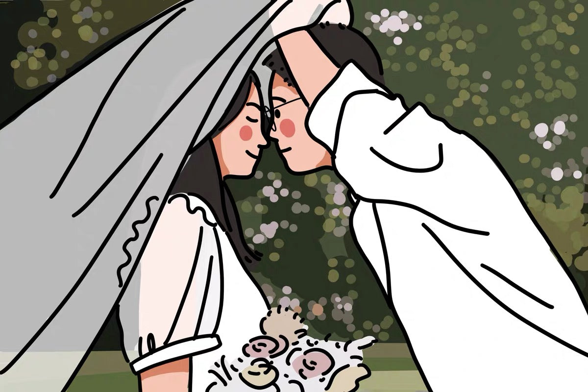 Cartoon-style portrait with background