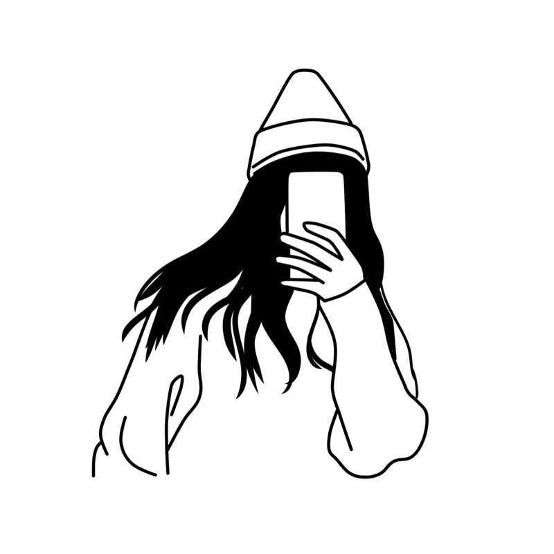 Line sketch portrait (faceless)